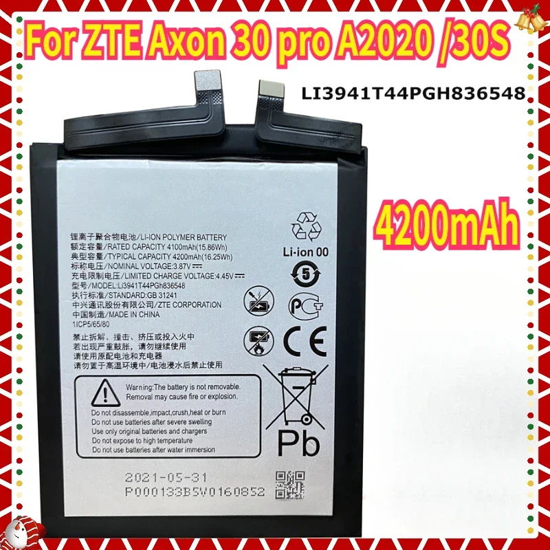 New High Quality LI3941T44PGH836548 4200mAh Mobile Phone Battery for ZTE Axon 30 Pro A2020 /30S
New High Quality LI3941T44PGH836548 4200mAh Mobile Phone Battery for ZTE Axon 30 Pro A2020 /30S