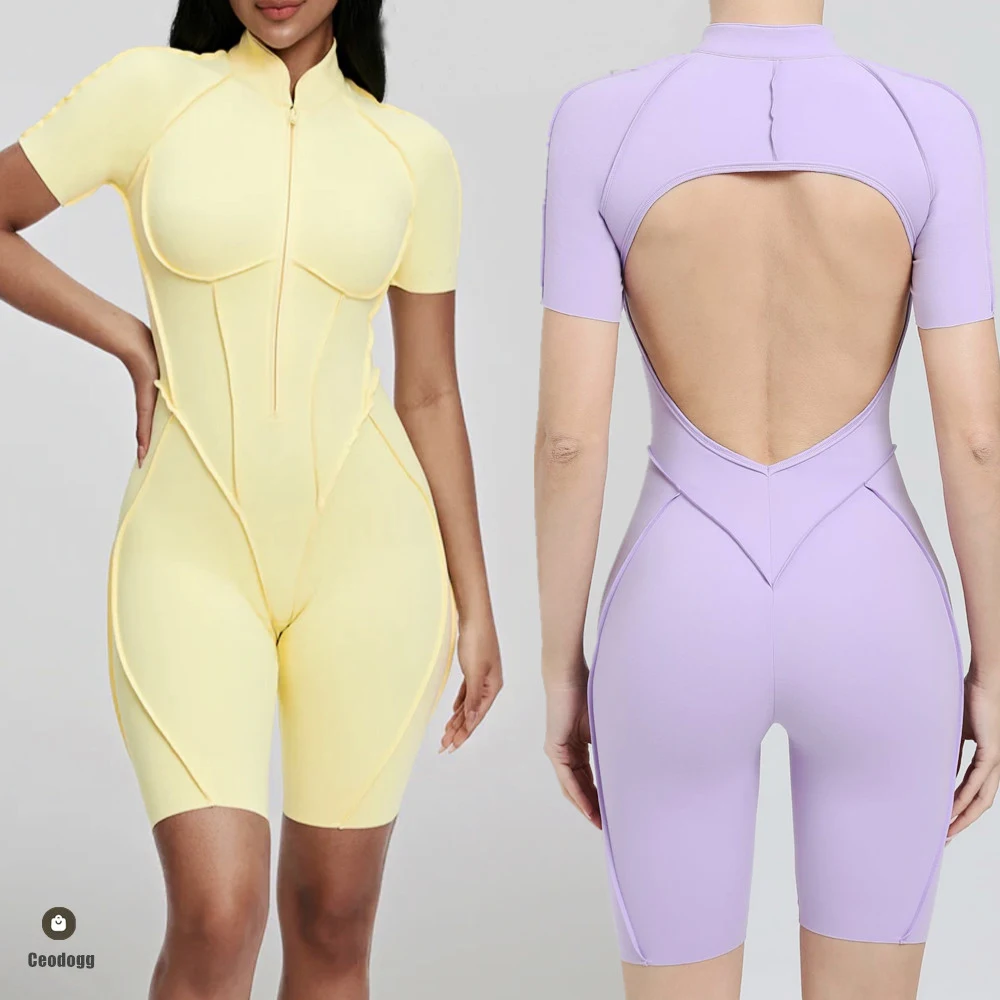 Pad Yoga Jumpsuit Short Sleeve Zipper Sports Wear Gym Fitness Sports Bodysuits Women Dance Running Workout Clothes Yoga Suit
Pad Yoga Jumpsuit Short Sleeve Zipper Sports Wear Gym Fitness Sports Bodysuits Women Dance Running Workout Clothes Yoga Suit