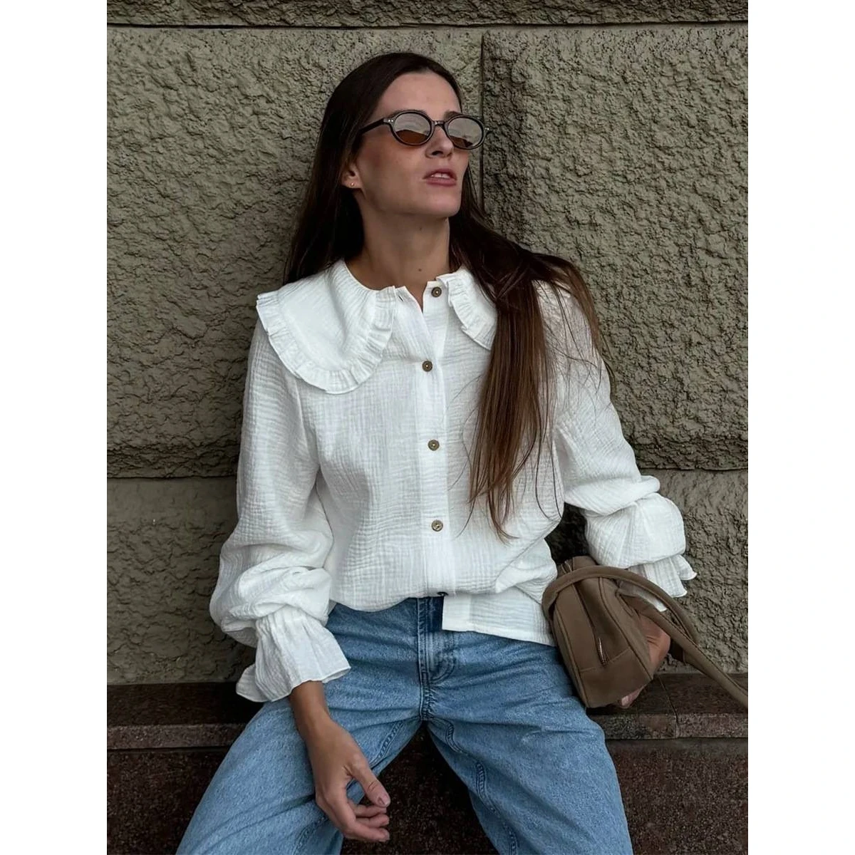 Pure Cotton Doll Collar Long Sleeve Shirt Women's Summer New Style Lantern Sleeve White Shirt Sweet Style Loose Fit Neutral
Pure Cotton Doll Collar Long Sleeve Shirt Women's Summer New Style Lantern Sleeve White Shirt Sweet Style Loose Fit Neutral