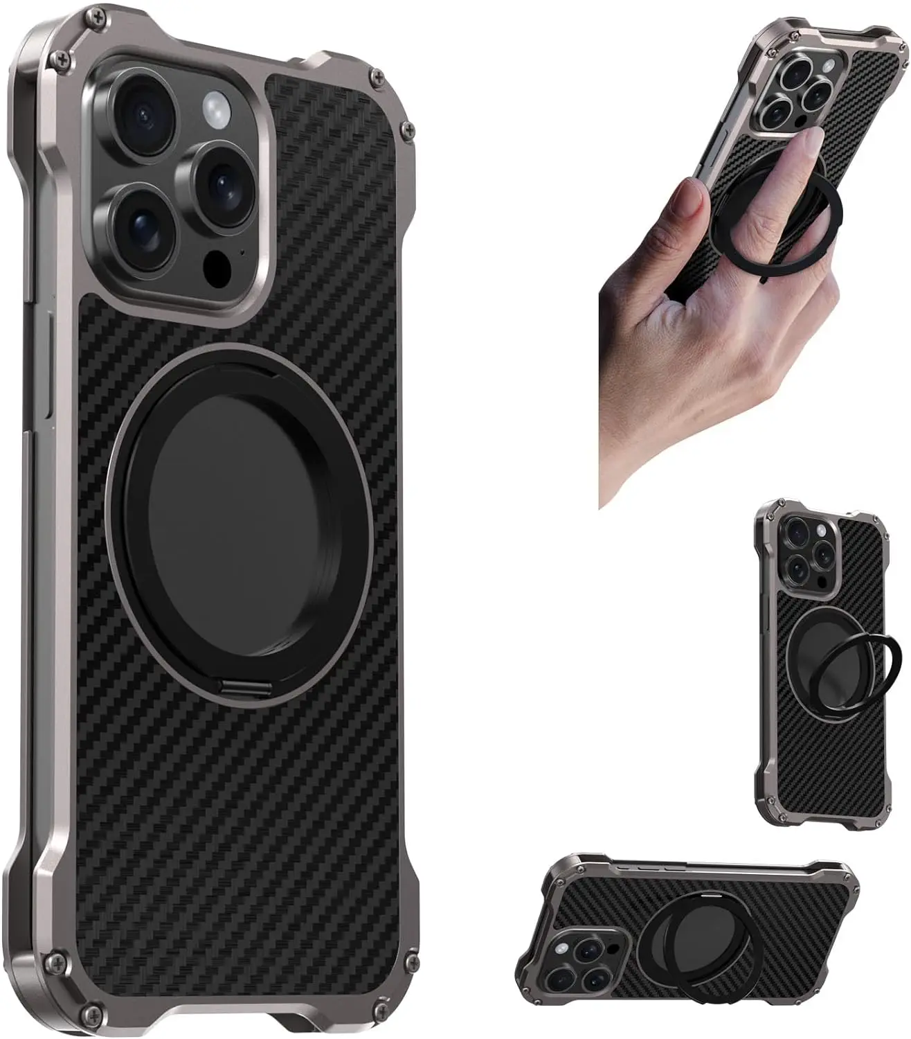 Алюминиевый металлический чехол для iPhone 15 14 13 Pro Max, противоударный винтовой бампер, защитный чехол, вращающийся магнитный кольцевой держатель
Алюминиевый металлический чехол для iPhone 15 14 13 Pro Max, противоударный винтовой бампер, защитный чехол, вращающийся магнитный кольцевой держатель