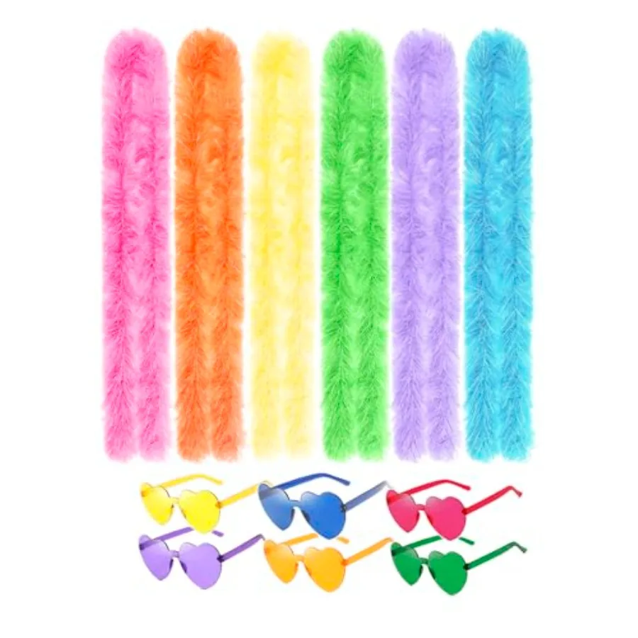 JICASTO Fluffy Artificial Feather Boas 6Pcs with Heart Sunglasses Party Favors for Wedding Birthday Christmas
JICASTO Fluffy Artificial Feather Boas 6Pcs with Heart Sunglasses Party Favors for Wedding Birthday Christmas