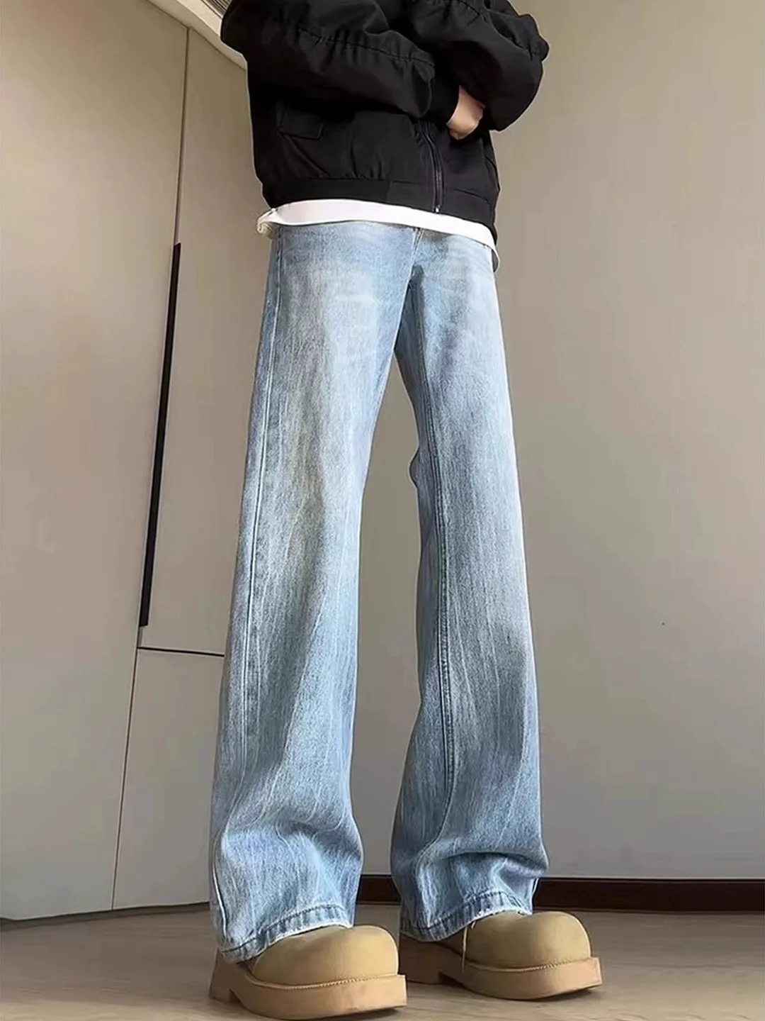 Light Blue Fleece Lined Slim Fit Men's Jeans Thickened Winter Straight Leg Jeans American High Street Style Bootcut Pants
Light Blue Fleece Lined Slim Fit Men's Jeans Thickened Winter Straight Leg Jeans American High Street Style Bootcut Pants