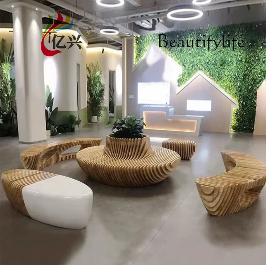 Outdoor shopping mall Meichen anticorrosive wood slice seat FRP leisure seat landscape special-shaped bench
Outdoor shopping mall Meichen anticorrosive wood slice seat FRP leisure seat landscape special-shaped bench