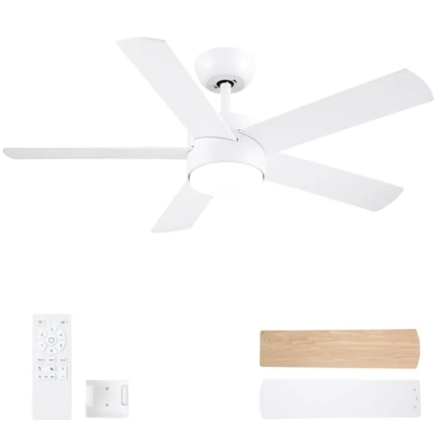 42 inch Ceiling Fans with Lights and Remote, LED Dimmable 3 CCT Temperatures 6-Speed, Noiseless Modern Ceiling Fan for Bedroom,
42 inch Ceiling Fans with Lights and Remote, LED Dimmable 3 CCT Temperatures 6-Speed, Noiseless Modern Ceiling Fan for Bedroom,