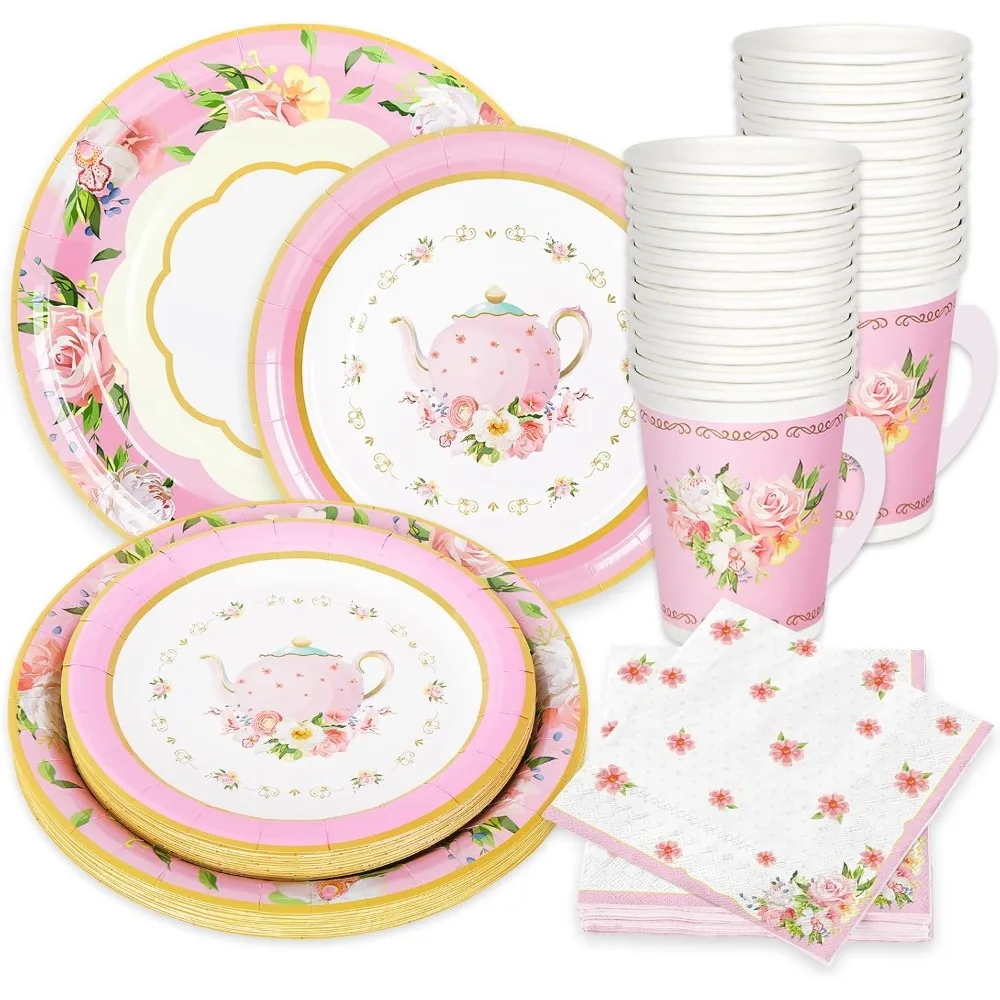 Party Tableware Supplies Serves, 24 Pink Floral Tea Party Disposable Paper Dinnerware, with Handle 48 Luncheon Napkins
Party Tableware Supplies Serves, 24 Pink Floral Tea Party Disposable Paper Dinnerware, with Handle 48 Luncheon Napkins