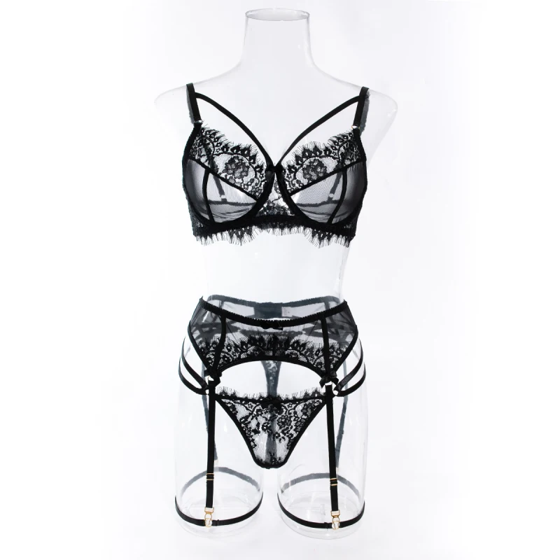 Bikini lingerie with mesh and lace, sexy see-through swimsuit four-piece set for women
Bikini lingerie with mesh and lace, sexy see-through swimsuit four-piece set for women