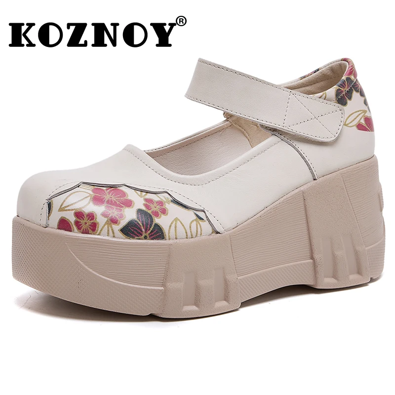 Koznoy 7cm Ethnic Print Cow Genuine Leather Mary Jane Ladies Summer Round Toe Platform Wedge Shoes Luxury Hook Women Flats
Koznoy 7cm Ethnic Print Cow Genuine Leather Mary Jane Ladies Summer Round Toe Platform Wedge Shoes Luxury Hook Women Flats