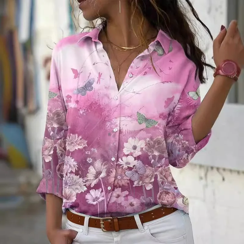 Women's Shirt Lapel Floral Print 2025 Spring Summer Single Breasted Casual Long Sleeve Temperament Office Blouse Femme Loose Top
Women's Shirt Lapel Floral Print 2025 Spring Summer Single Breasted Casual Long Sleeve Temperament Office Blouse Femme Loose Top