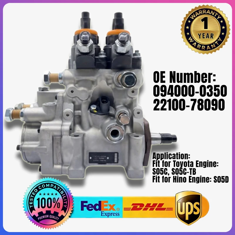 094000-0350 22100-78090 Fuel Injection Pump for Toyota S05C S05C-TB Hino S05D Engine
094000-0350 22100-78090 Fuel Injection Pump for Toyota S05C S05C-TB Hino S05D Engine