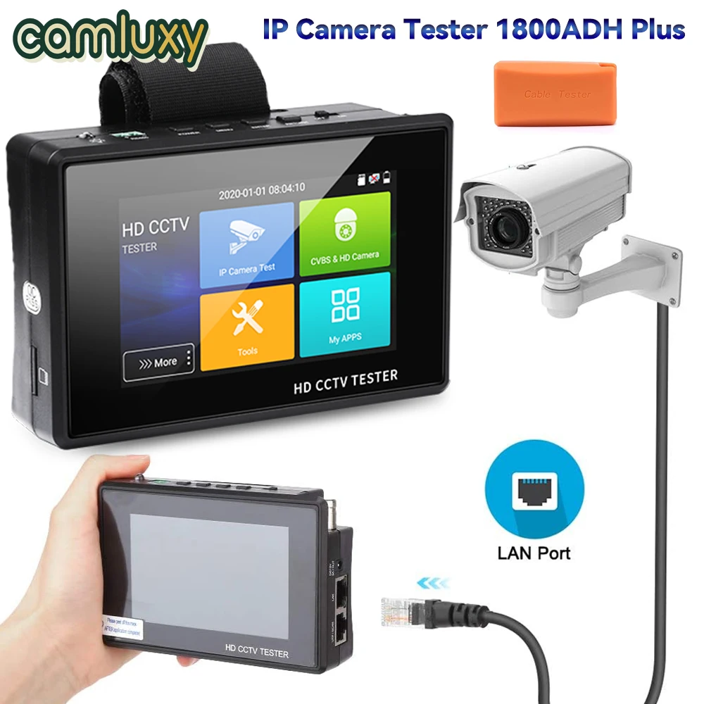 Camluxy 1800ADH Plus 4 Inch Portable Wrist IP Camera Tester CCTV Tester 4K H.265 IP CVBS CVI TVI AHD Analog Camera Tester
Camluxy 1800ADH Plus 4 Inch Portable Wrist IP Camera Tester CCTV Tester 4K H.265 IP CVBS CVI TVI AHD Analog Camera Tester