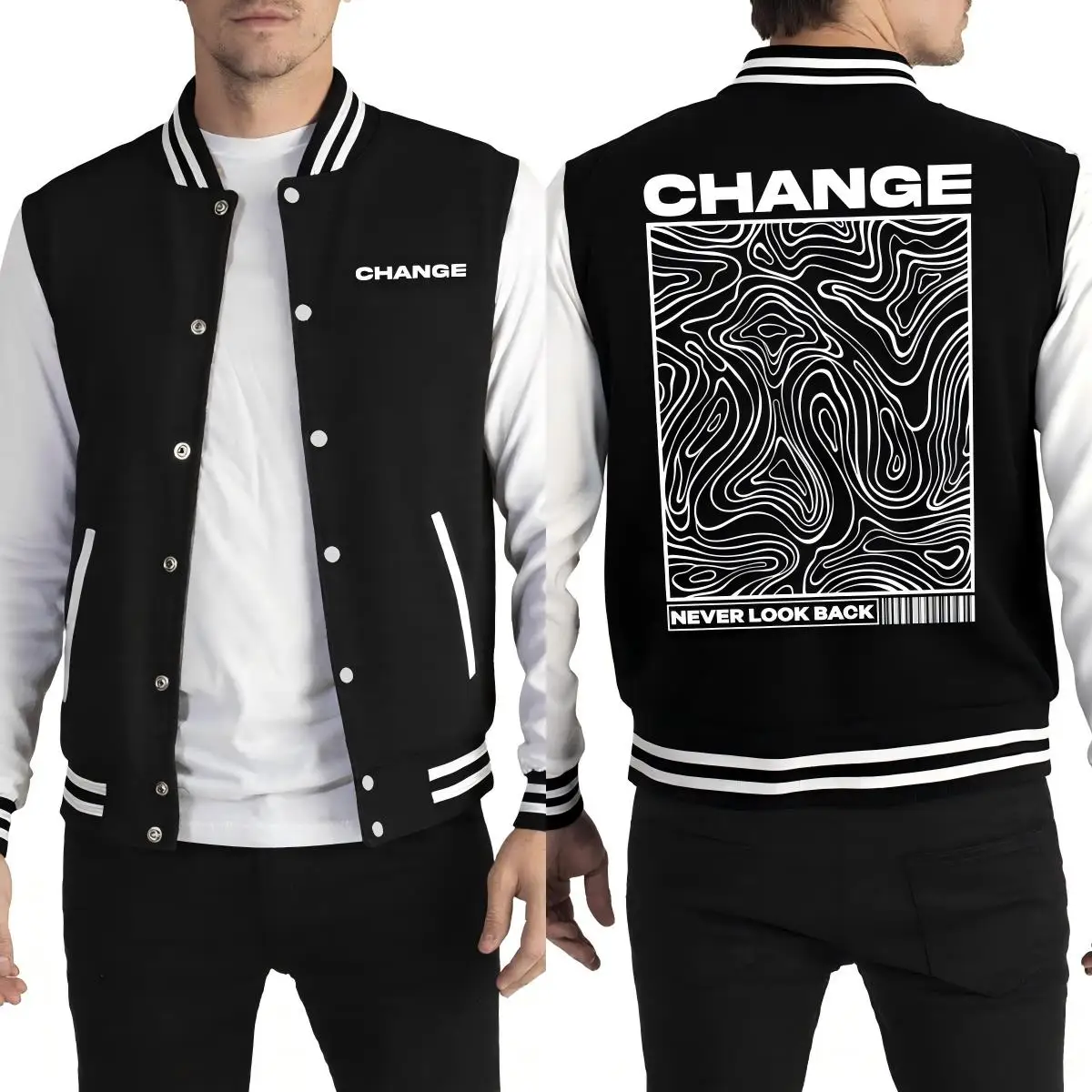 Change Never Look Back Street Graphic Prints Men Streetwear Soft Loose Baseball Uniform Casual Fleece Jacket American Clothing
Change Never Look Back Street Graphic Prints Men Streetwear Soft Loose Baseball Uniform Casual Fleece Jacket American Clothing