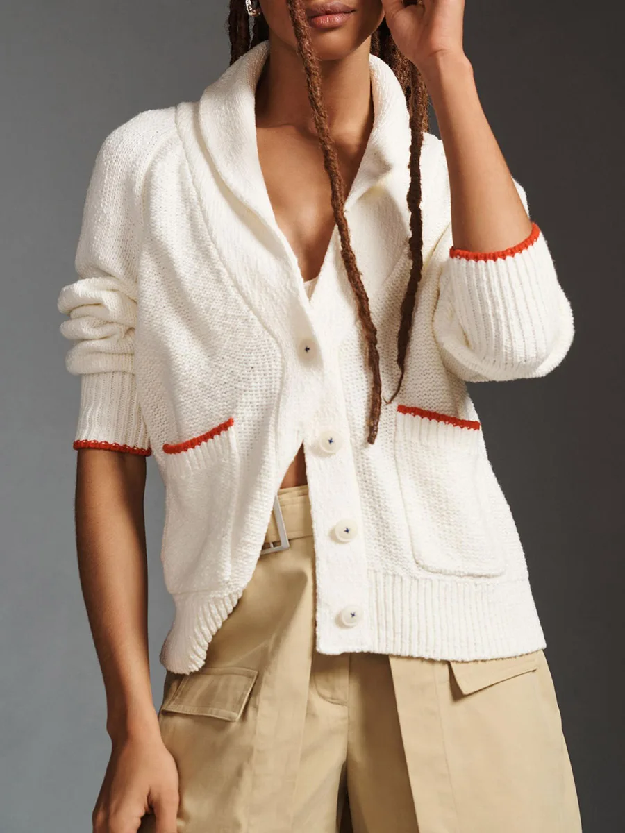 Women s Autumn Knit Cardigan Sweater with V Neckline Long Sleeves Button Closure and Lobster Patterned Back in Contrasting
Women s Autumn Knit Cardigan Sweater with V Neckline Long Sleeves Button Closure and Lobster Patterned Back in Contrasting