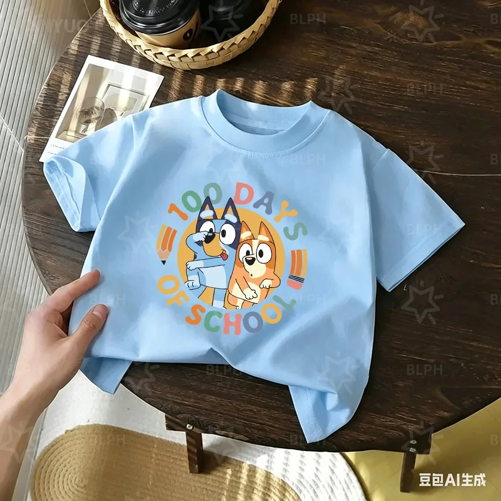 Kids Bluey & Bingo Casual T-shirt 100 Days of School Cute Cartoon Short Sleeve Top Soft Breathable Boys Girls Daily Wear Tee
Kids Bluey & Bingo Casual T-shirt 100 Days of School Cute Cartoon Short Sleeve Top Soft Breathable Boys Girls Daily Wear Tee