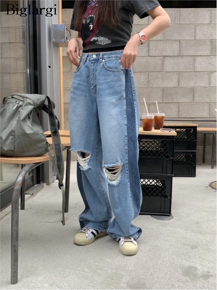 Jeans Summer Long Pant Women Print Patchwork Fashion Irregular Hole Ladies Trousers Korean Loose Pleated Wide Leg Woman Pants
Jeans Summer Long Pant Women Print Patchwork Fashion Irregular Hole Ladies Trousers Korean Loose Pleated Wide Leg Woman Pants