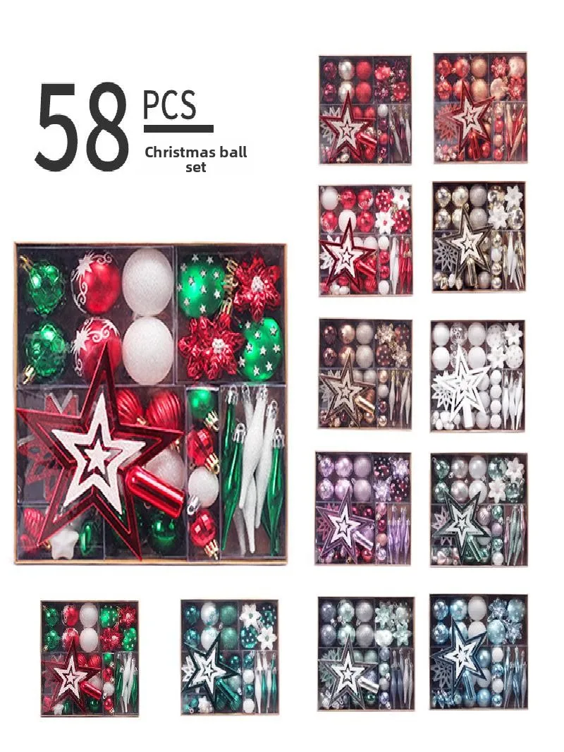 58-Piece Set Christmas Decorations Painted Christmas Balls Ornament Hanging Lamp for Christmas Tree Decoration
58-Piece Set Christmas Decorations Painted Christmas Balls Ornament Hanging Lamp for Christmas Tree Decoration