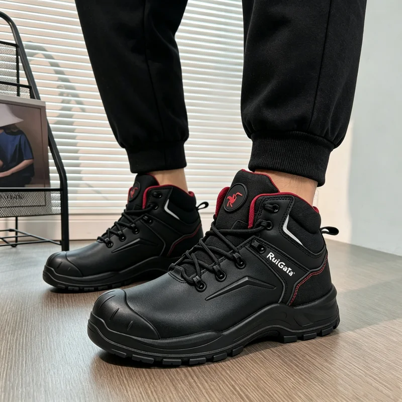 Men's Casual Work Boots Wide Calf High-Help Foot Protection Design Anti-Slip Wear-Resistant Breathable Fashionable Black-Red Out
Men's Casual Work Boots Wide Calf High-Help Foot Protection Design Anti-Slip Wear-Resistant Breathable Fashionable Black-Red Out