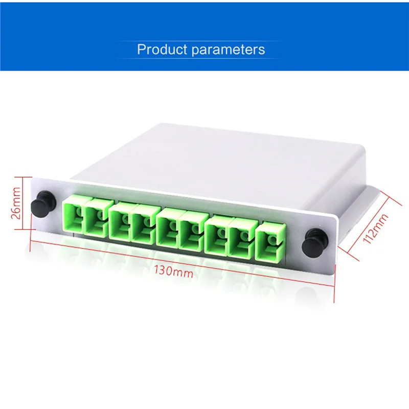 SC APC PLC 1X8 Splitter Fiber Optical Box FTTH PLC Splitter Box with 1X8 Planar Waveguide Type Optical Splitter
SC APC PLC 1X8 Splitter Fiber Optical Box FTTH PLC Splitter Box with 1X8 Planar Waveguide Type Optical Splitter