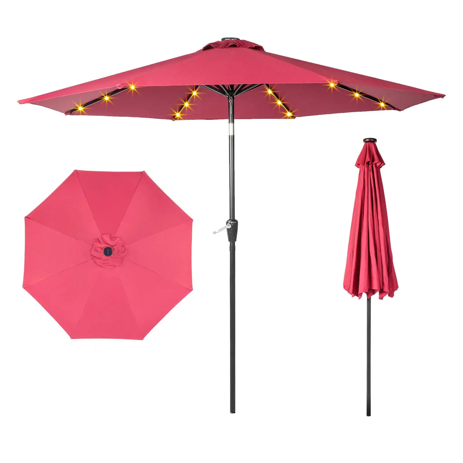 9FT Waterproof Folding Umbrella Sunshade in Wine Red - Light Included (Base Not Included)
9FT Waterproof Folding Umbrella Sunshade in Wine Red - Light Included (Base Not Included)