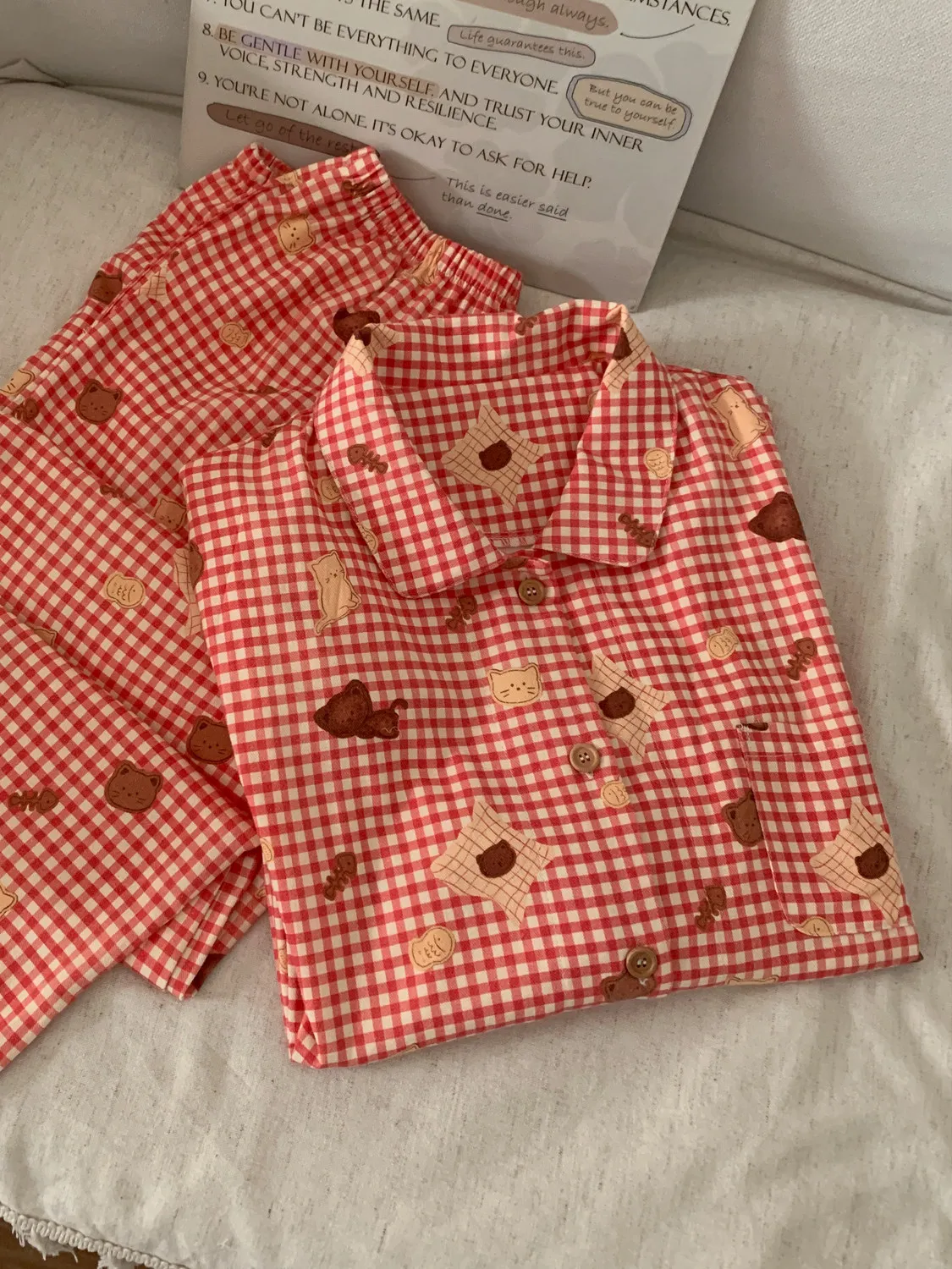 Korean Style Sweet Red Plaid Sleepwear Women's Long Sleeve Open Cardigan Home Clothes Set Spring Autumn New Arrival
Korean Style Sweet Red Plaid Sleepwear Women's Long Sleeve Open Cardigan Home Clothes Set Spring Autumn New Arrival