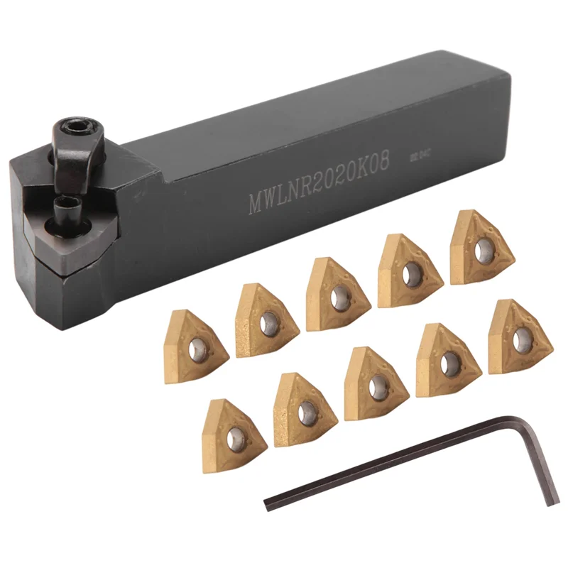 A93Z Set Of 20Mm Lathe Turning Tool Holder MWLNR2020K08 + 10 WNMG0804 Carbide Inserts
A93Z Set Of 20Mm Lathe Turning Tool Holder MWLNR2020K08 + 10 WNMG0804 Carbide Inserts