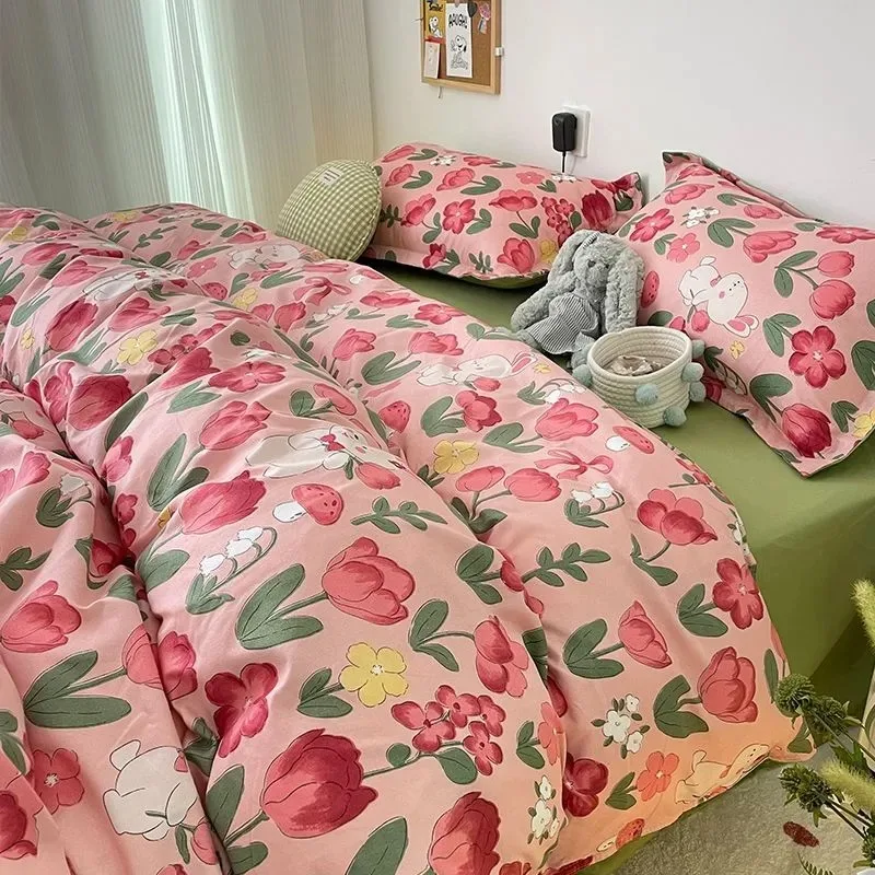 Комплект постельного белья с розовым тюльпаном, пододеяльник с цветочным принтом, милый кролик, домашний текстиль для девочек, для детей, для одного, двух предметов, домашний декор INS, постельное белье
Комплект постельного белья с розовым тюльпаном, пододеяльник с цветочным принтом, милый кролик, домашний текстиль для девочек, для детей, для одного, двух предметов, домашний декор INS, постельное белье