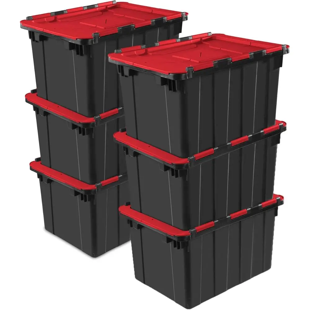 6-Pack 12 Gallon Hinged Lid Industrial Tote, Heavy-Duty Plastic Organizer - Stackable Multipurpose Home Storage Bins with Contoured Handles for Garage, Basement or Attic Organization
6-Pack 12 Gallon Hinged Lid Industrial Tote, Heavy-Duty Plastic Organizer - Stackable Multipurpose Home Storage Bins with Contoured Handles for Garage, Basement or Attic Organization