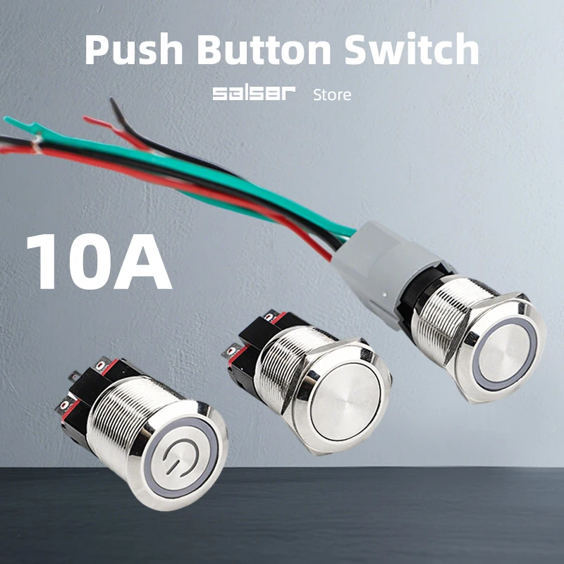 10A Flat Round DIY Metal Push Button Switch 22mm Waterproof 4/6 Pins With LED/No Light Self-Locking Reset
10A Flat Round DIY Metal Push Button Switch 22mm Waterproof 4/6 Pins With LED/No Light Self-Locking Reset