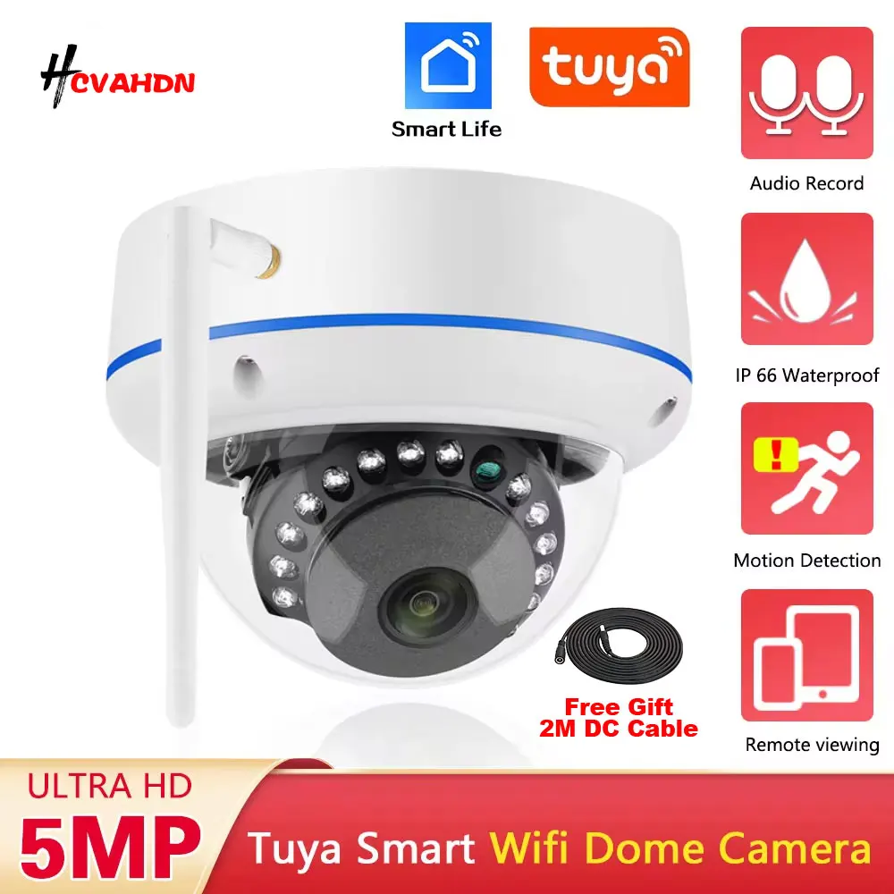 5MP Smart Life WiFi Outdoor Dome Camera Home Audio Record Wireless CCTV Indoor Ceiling Waterproof IP Security Cam 2K Tuya
5MP Smart Life WiFi Outdoor Dome Camera Home Audio Record Wireless CCTV Indoor Ceiling Waterproof IP Security Cam 2K Tuya