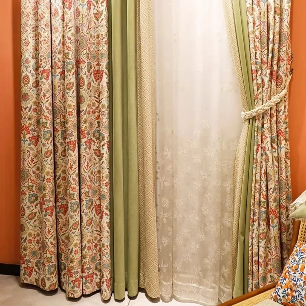 French American Countryside Style Velvet Blackout Curtains Tulle for Bedroom Living Room High Luxury New Spring Outing Drapes
French American Countryside Style Velvet Blackout Curtains Tulle for Bedroom Living Room High Luxury New Spring Outing Drapes
