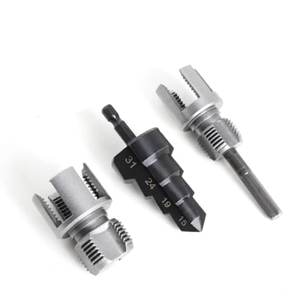 Thread Cutting Kit for Plumbing Projects with 1/2 inch and 3/4 inch Pipe Compatibility Hex Shank Reamer and Step Drill Bit
Thread Cutting Kit for Plumbing Projects with 1/2 inch and 3/4 inch Pipe Compatibility Hex Shank Reamer and Step Drill Bit