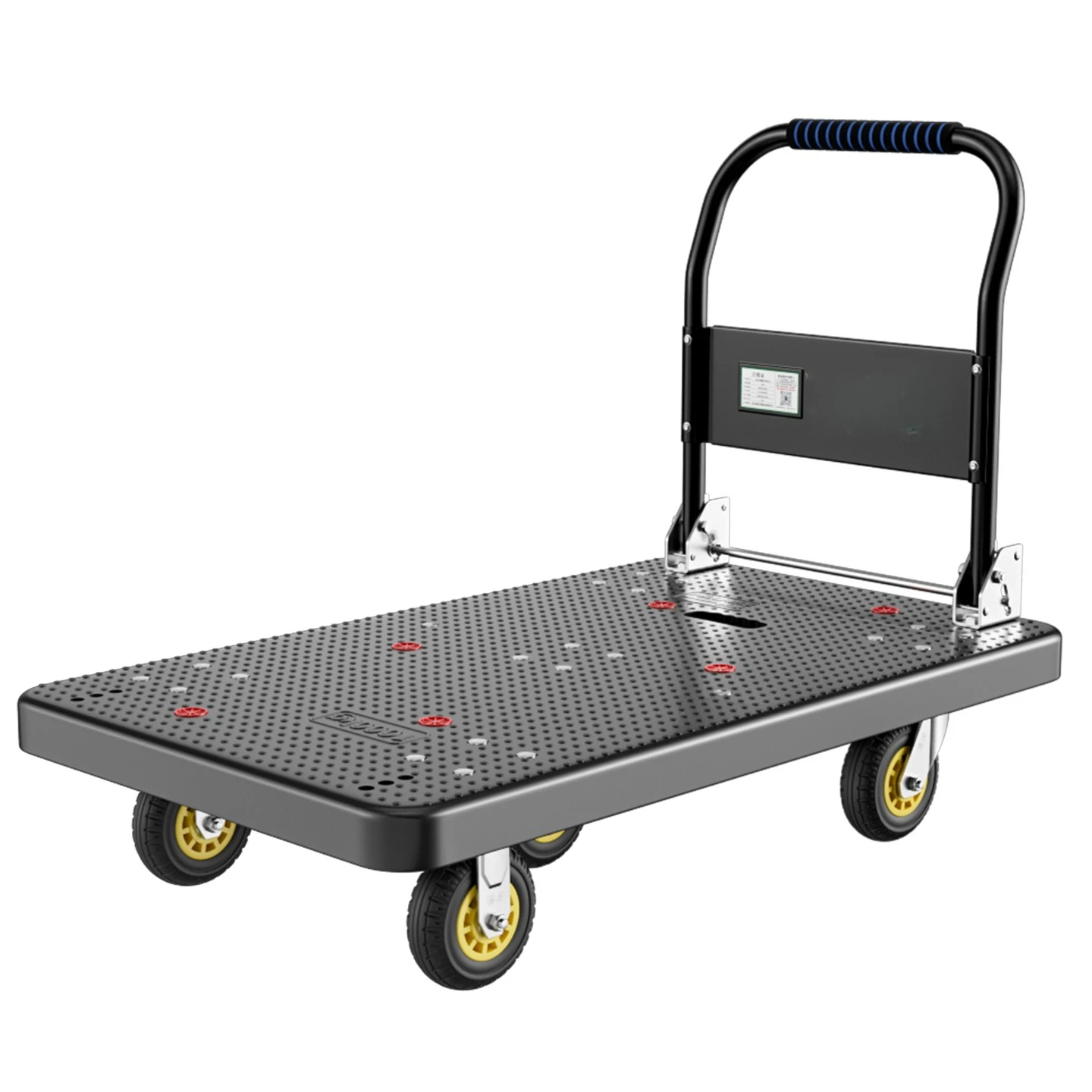 500 kg foldable trolley with 4 wheels, industrial plastic platform for easy storage of warehouse tools
500 kg foldable trolley with 4 wheels, industrial plastic platform for easy storage of warehouse tools