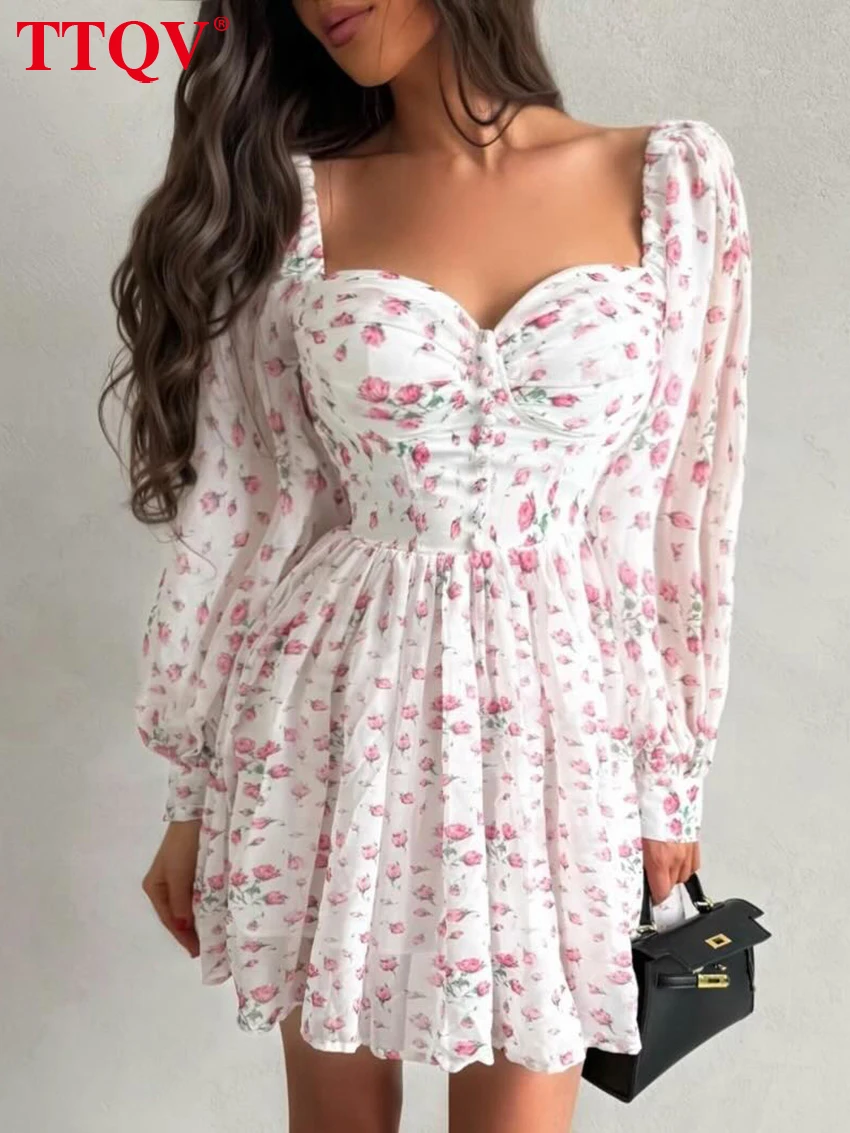 TTQV Fashion Loose Print Dresses For Woman 2026 Sexy V-Neck Long Sleeve Mini Dress Lady Elegant Classic Pleated Female Dress
TTQV Fashion Loose Print Dresses For Woman 2026 Sexy V-Neck Long Sleeve Mini Dress Lady Elegant Classic Pleated Female Dress
