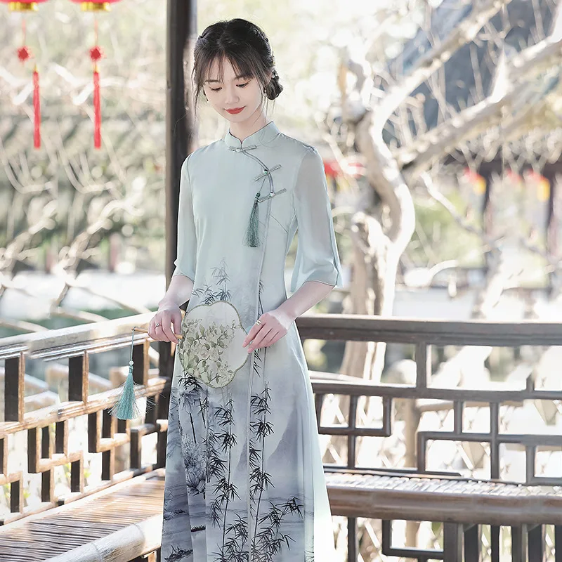 Yourqipao 2023 Summer Improved Cheongsam Femininity Tang Suit Aodai Qipao Chinese Traditional Style Evening Dress for Women
Yourqipao 2023 Summer Improved Cheongsam Femininity Tang Suit Aodai Qipao Chinese Traditional Style Evening Dress for Women