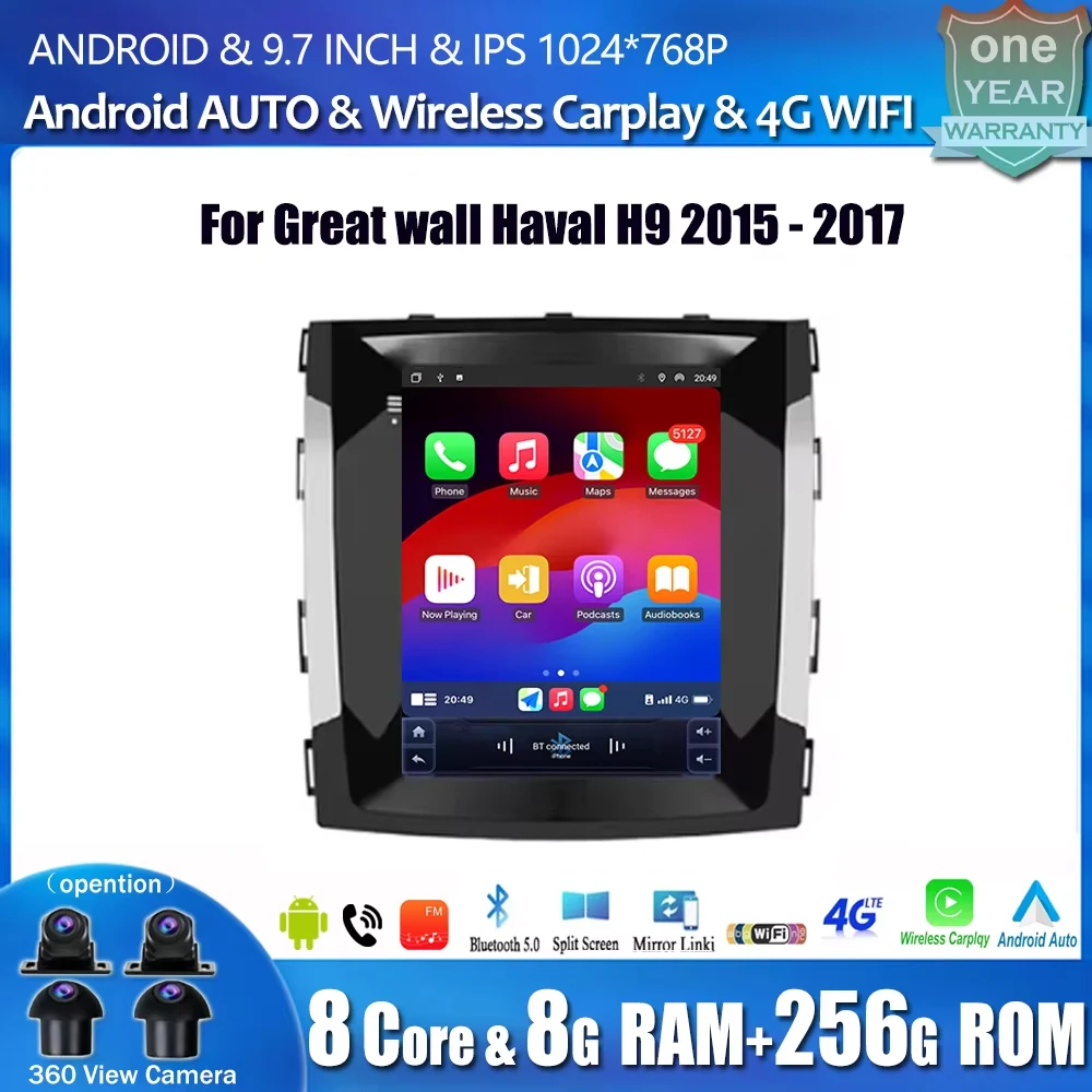 For Great wall Haval H9 2015 - 2017 Android Auto Carplay GPS Navigation Stereo Multimedia Player 4G Wifi Screen No 2din DSP BT
For Great wall Haval H9 2015 - 2017 Android Auto Carplay GPS Navigation Stereo Multimedia Player 4G Wifi Screen No 2din DSP BT