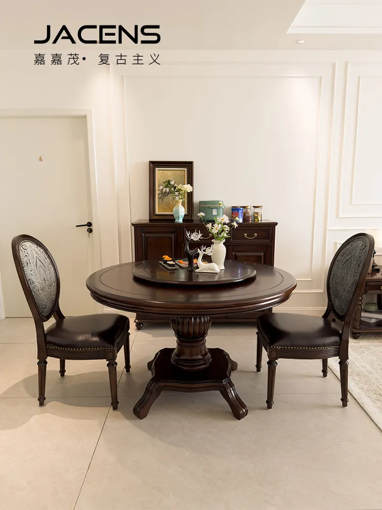 LMM American retro all-solid wood dining table rotating home 1.3 meters 1.5 meters villa dining table and chairs
LMM American retro all-solid wood dining table rotating home 1.3 meters 1.5 meters villa dining table and chairs