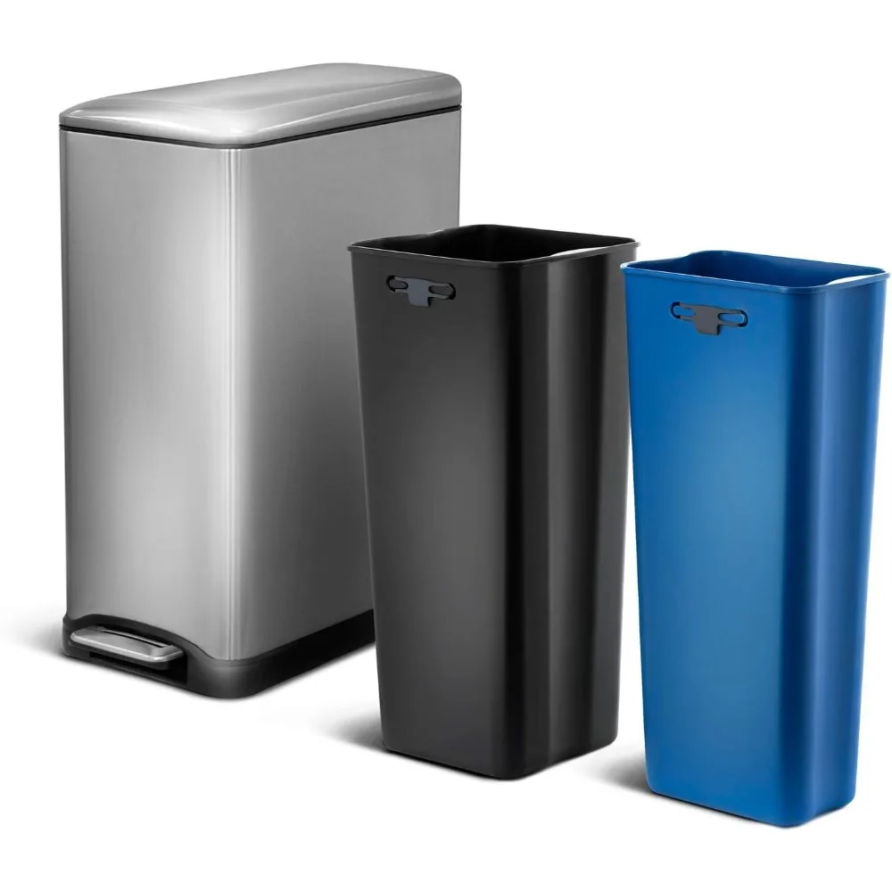 13 Gallon Slim Kitchen Trash Can with Dual Compartments for Recycling, Stainless Steel, Silver, 50 Liters Total, Gen 1
13 Gallon Slim Kitchen Trash Can with Dual Compartments for Recycling, Stainless Steel, Silver, 50 Liters Total, Gen 1