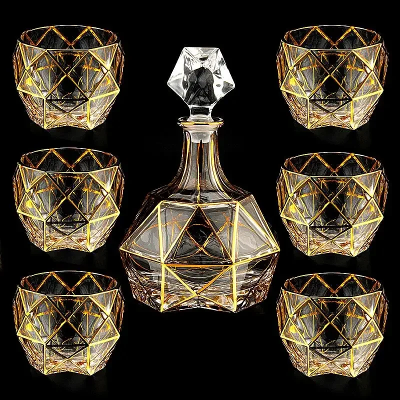 Bohemian gold-lined crystal glass whiskey glass home European-style lead-free foreign wine glass seven-piece set wine set
Bohemian gold-lined crystal glass whiskey glass home European-style lead-free foreign wine glass seven-piece set wine set