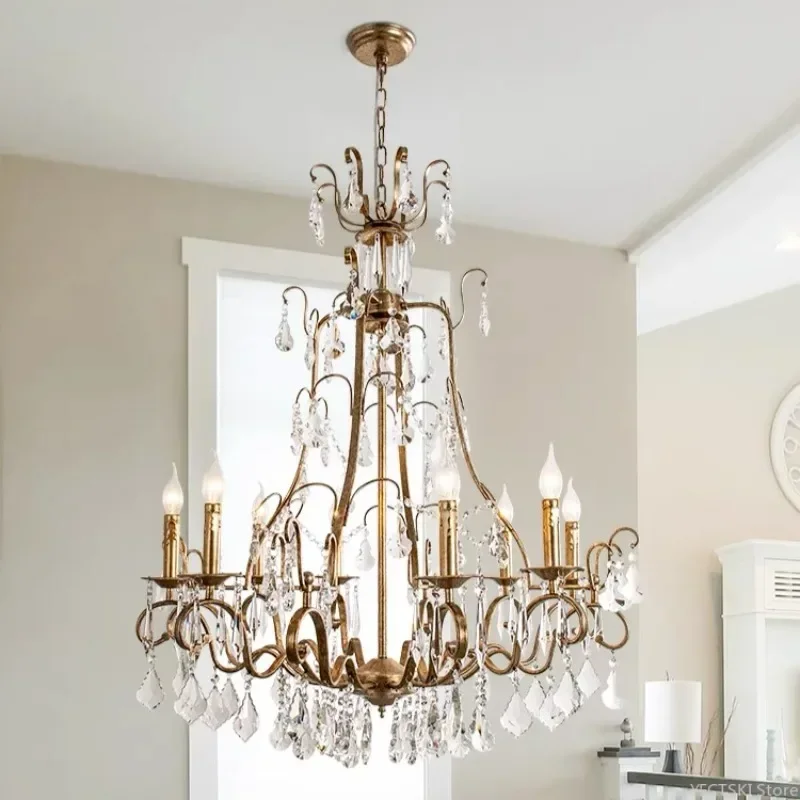 GHEUVNJ American style pendant light French retro crystal light duplex building villa living room revolving staircase light sho
GHEUVNJ American style pendant light French retro crystal light duplex building villa living room revolving staircase light sho