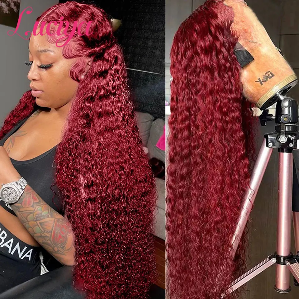 Deep Wave 99J Burgundy 13x4 HD Lace Frontal Wig Pre Plucked Colored Curly Hair 13x6 Lace Front Human Hair Wigs for Black Women
Deep Wave 99J Burgundy 13x4 HD Lace Frontal Wig Pre Plucked Colored Curly Hair 13x6 Lace Front Human Hair Wigs for Black Women