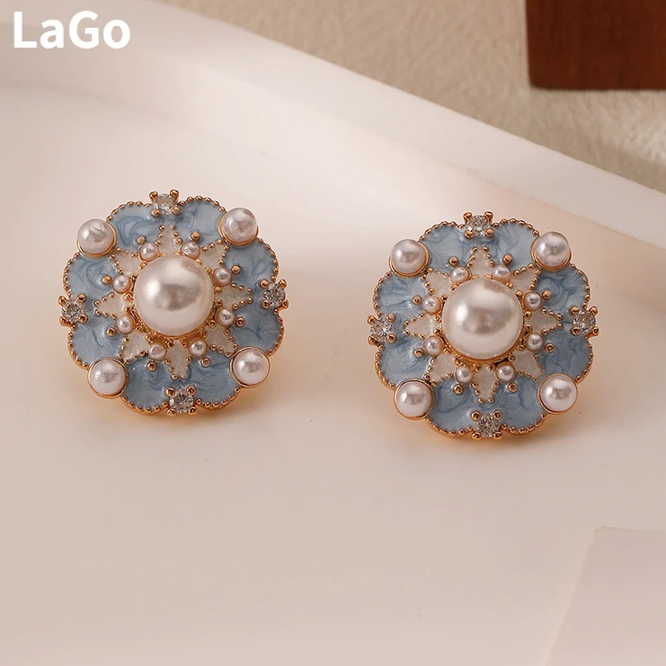 Trendy Jewelry Sweet Design Elegant Temperament Simulated Pearl Blue Flower Earrings For Women 2024 Hot Sale Accessories
Trendy Jewelry Sweet Design Elegant Temperament Simulated Pearl Blue Flower Earrings For Women 2024 Hot Sale Accessories