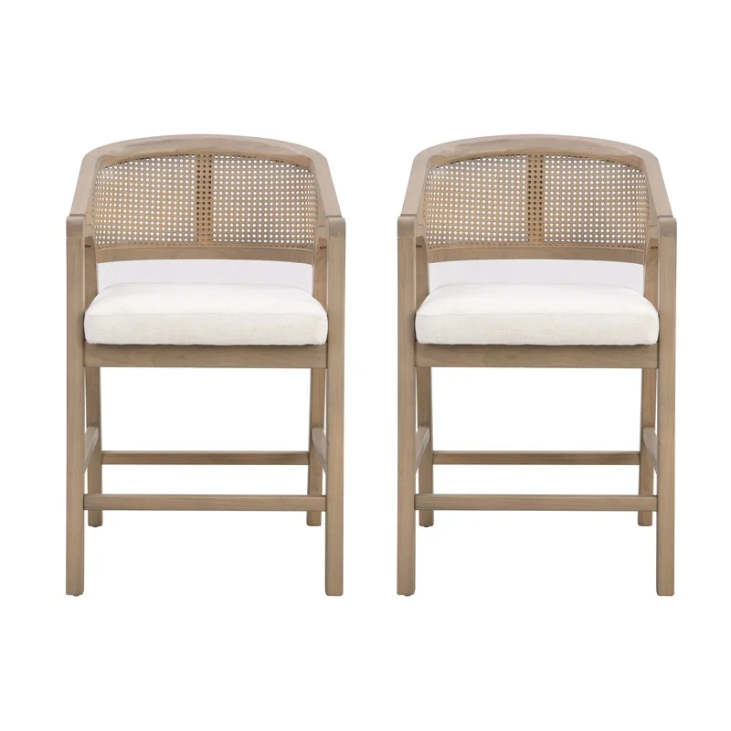 Light Ash Wooden Counter Stool Set of 2 with Rattan Backrest
Light Ash Wooden Counter Stool Set of 2 with Rattan Backrest