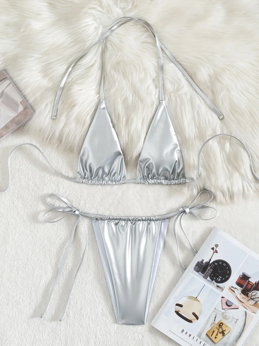 Extreme Mini Micro String Bikini PU Leather Bikini Women Swimwear Female Swimsuit Two-pieces Bikini Set Thong Bathing Suit Swim
Extreme Mini Micro String Bikini PU Leather Bikini Women Swimwear Female Swimsuit Two-pieces Bikini Set Thong Bathing Suit Swim