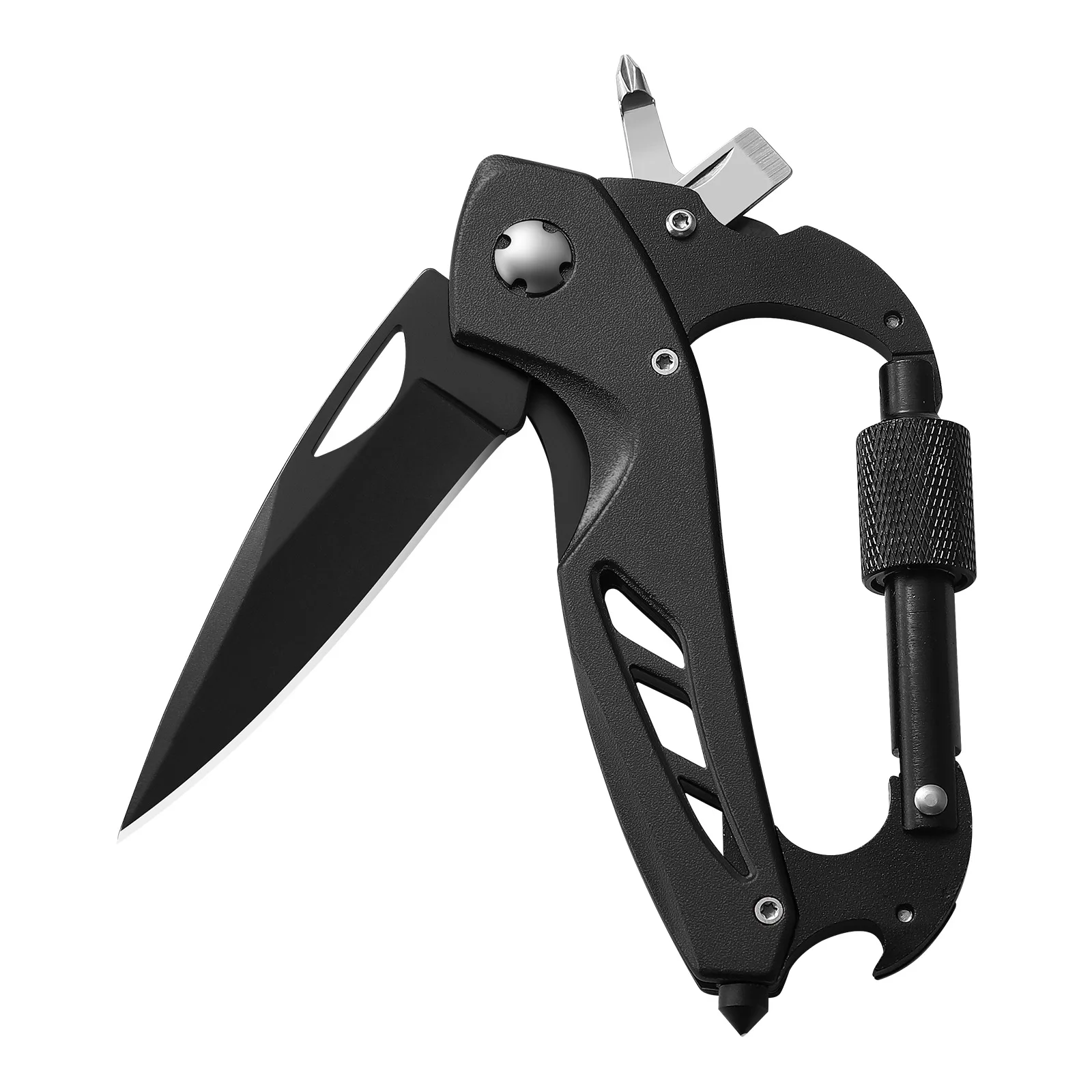 Multi-Tool Survival Carabiner with Knife, Screwdriver, Bottle Opener & Window Breaker - EDC Camping Gear Emergency Keychain Tool
Multi-Tool Survival Carabiner with Knife, Screwdriver, Bottle Opener & Window Breaker - EDC Camping Gear Emergency Keychain Tool