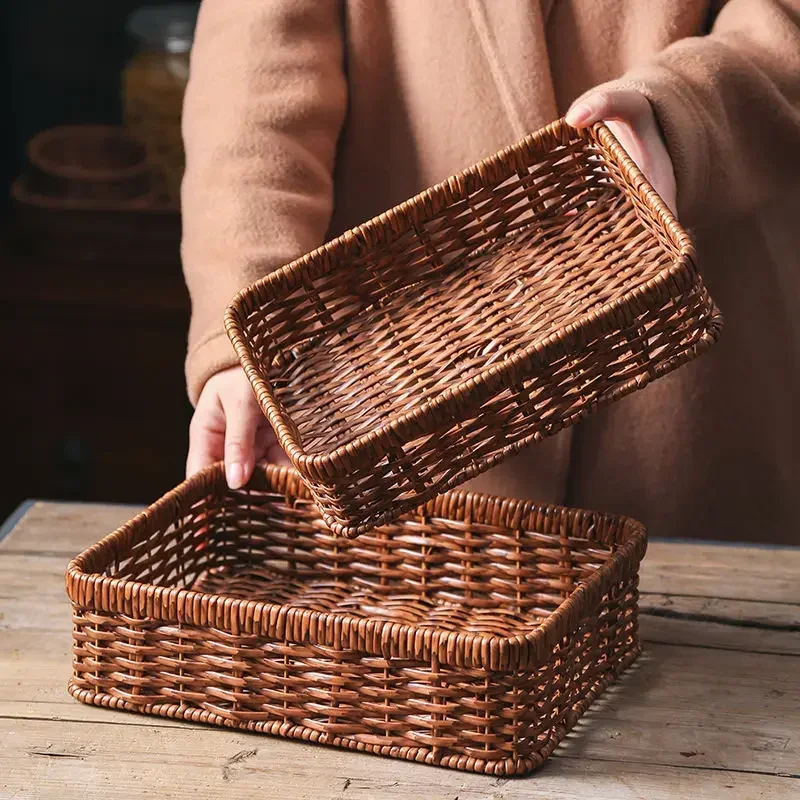 Прямоугольная плетеная корзина из ротанга ручной работы, фрукты, чай, закуска, хлеб, пикник, коробка для хранения косметики, кухонные принадлежности, бытовые инструменты
Прямоугольная плетеная корзина из ротанга ручной работы, фрукты, чай, закуска, хлеб, пикник, коробка для хранения косметики, кухонные принадлежности, бытовые инструменты
