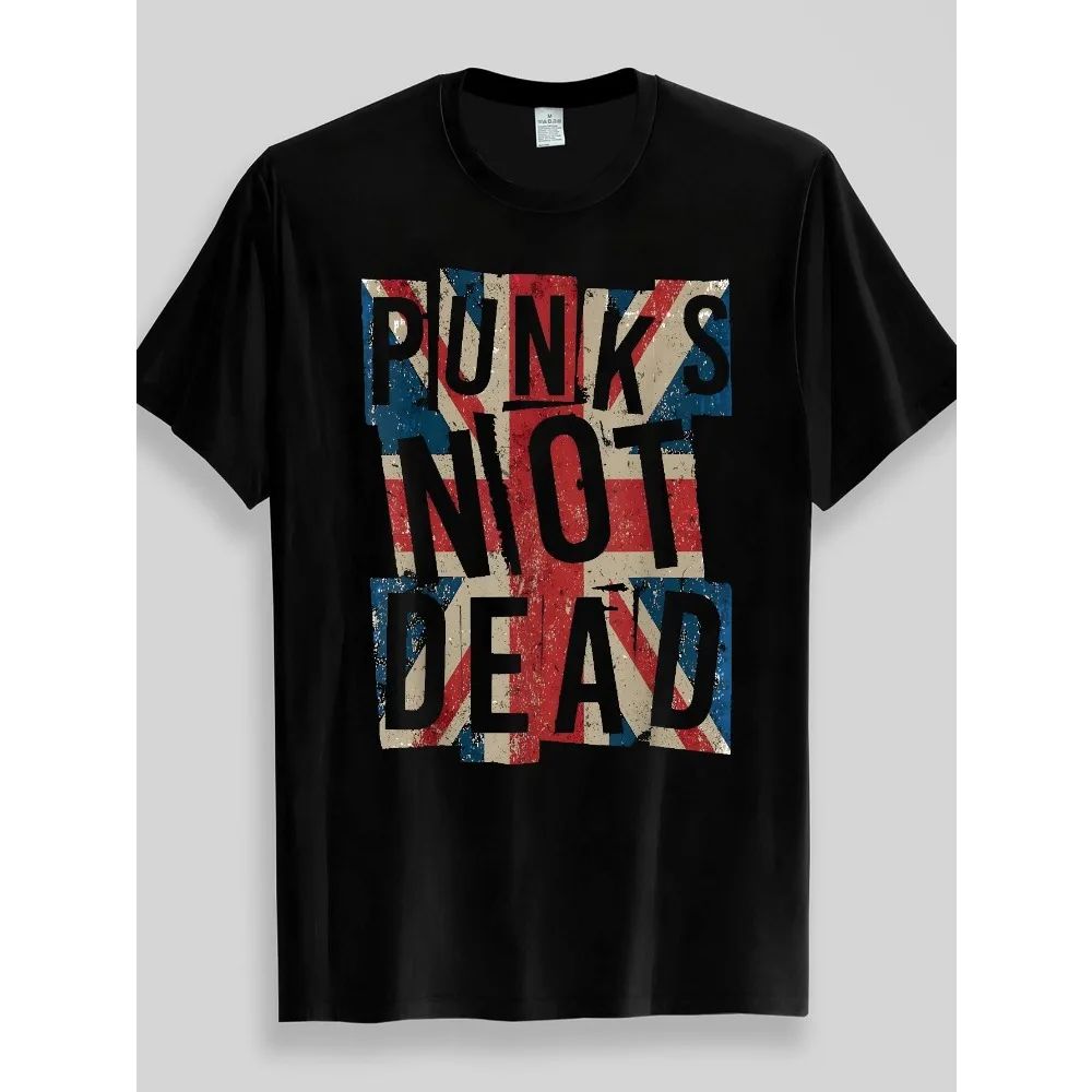 Punk Not Dead British Flag Style Rock T-Shirt with Vintage Distressed Graffiti Design
Punk Not Dead British Flag Style Rock T-Shirt with Vintage Distressed Graffiti Design