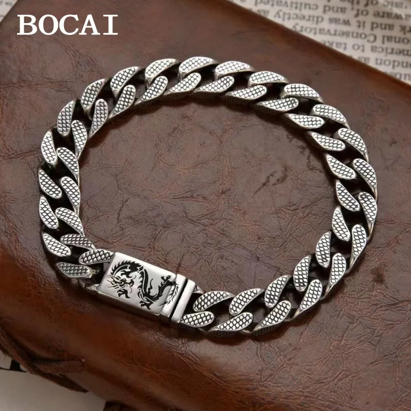 BOCAI New S925 Sterling Silver Vintage Fashion Punk Hip Hop Dragon Scale Side Chain Cuban Chain Men
BOCAI New S925 Sterling Silver Vintage Fashion Punk Hip Hop Dragon Scale Side Chain Cuban Chain Men