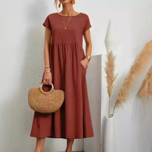 Summer Vintage Solid Cotton Linen Round Neck A-line Sleeveless Loose Pocket Women's Dress
Summer Vintage Solid Cotton Linen Round Neck A-line Sleeveless Loose Pocket Women's Dress