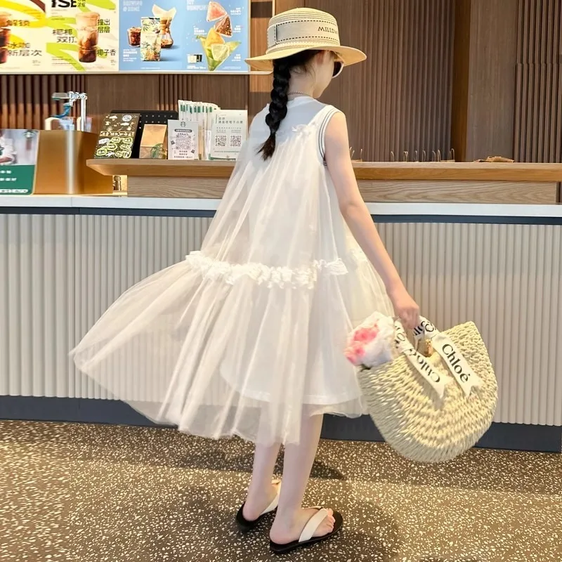 Girls' Summer Dress Fashionable Western-style Vest Dress Girls' Navy Style Mesh Dress Children's Princess Dress Summer Dress
Girls' Summer Dress Fashionable Western-style Vest Dress Girls' Navy Style Mesh Dress Children's Princess Dress Summer Dress