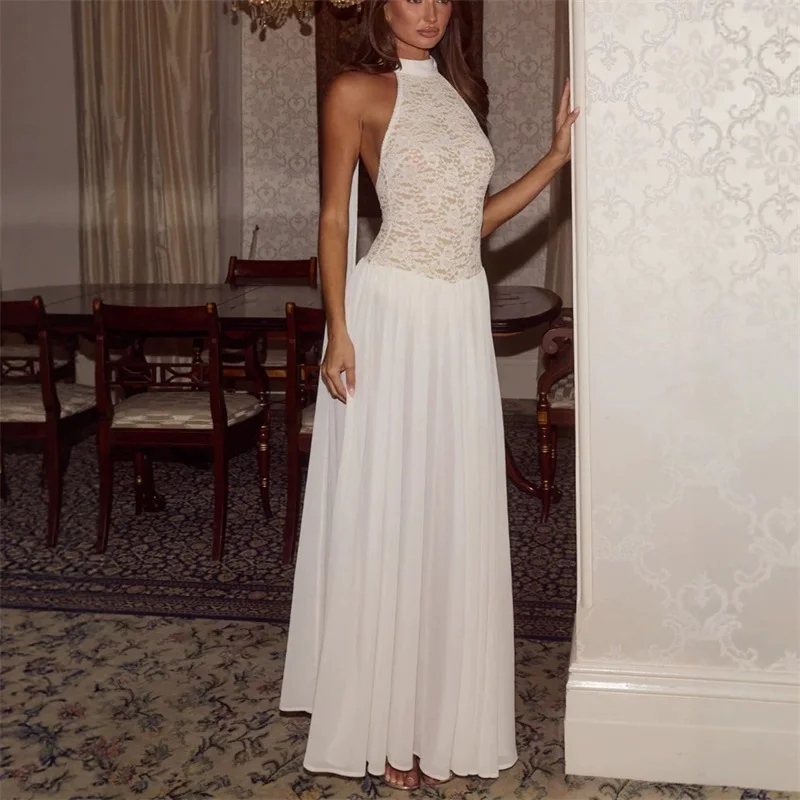 Lace White Prom Dress Scarf Sexy High Neck Sleeveless Backless Long Sheath Party Gown Formal Bridal Wedding Guest Birthday Robe
Lace White Prom Dress Scarf Sexy High Neck Sleeveless Backless Long Sheath Party Gown Formal Bridal Wedding Guest Birthday Robe
