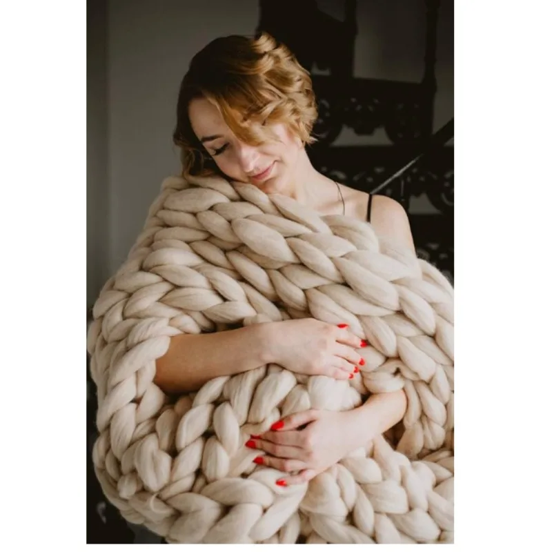 Handmade Chunky Knit Baby Blanket for Newborn Photo Studio - Ultra Soft Handmade Wool Throw, Cozy Nursery & Swaddling 70x140cm
Handmade Chunky Knit Baby Blanket for Newborn Photo Studio - Ultra Soft Handmade Wool Throw, Cozy Nursery & Swaddling 70x140cm